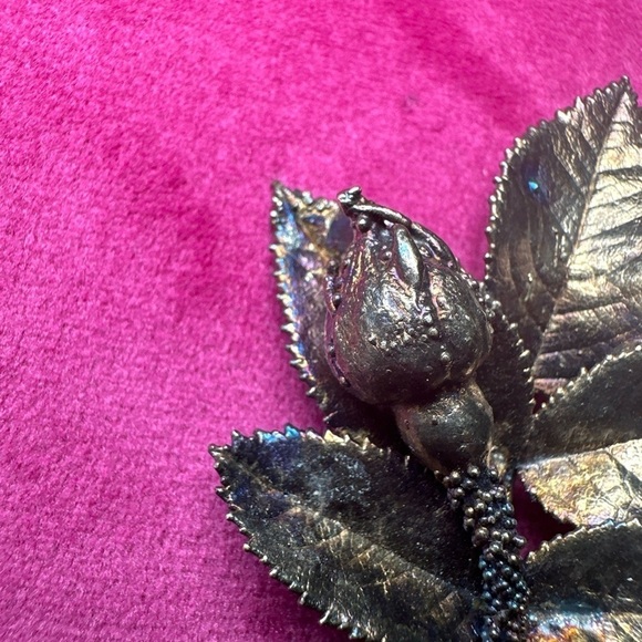 Sterling silver Brooch Flora Danica Denmark Acorn Leaves By Eggert vintage 0667 - Picture 4 of 12